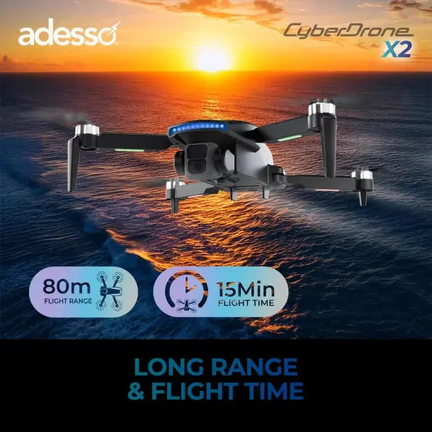 Adesso® CyberDrone X2 1080p Drone with FPV Camera, Gimbal, and Remote Cross-Current Precision Armory