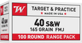 WINCHESTER USA 40SW 165GR FMJ VALUE 100RD BOX Cross-Current Precision Armory